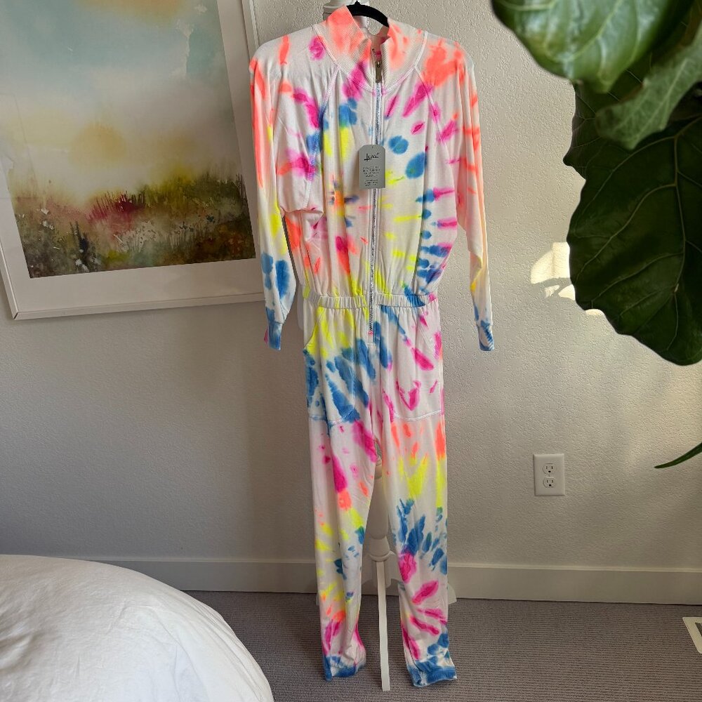 Women's LEZAT Terry Jumpsuit - MEDIUM, Colorful, J-Lo, Tie Dye WITH TAGS